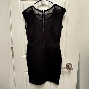 Mesh Cutout Black Dress
